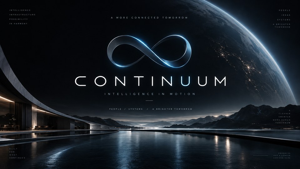 Símbolo de infinito de CONTINUUM sobre un horizonte nocturno.